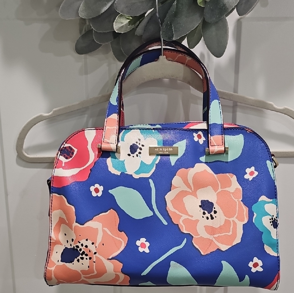 Kate Spade Blue and Pink Floral Shoulder Bag
